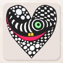 Abstraktes Schwarz/Weiß-Herz Rechteckiger Pappuntersetzer