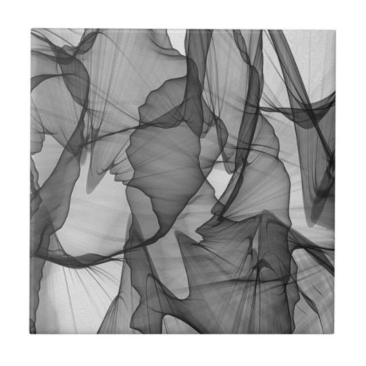 Abstraktes Schwarz-Weiß-Holzkohle-Grau-Rauch Fliese (Vorderseite)