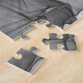 Abstraktes Schwarz-Weiß-Holzkohle-Grau-Rauch Puzzle (Seite)