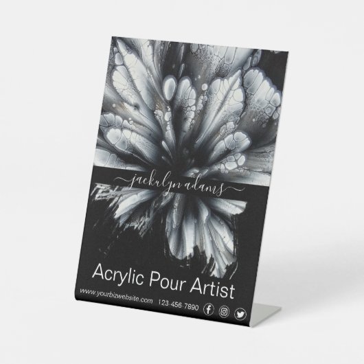 Abstraktes Schwarz-Weiß-Icon für Unternehmen Sockelschild (Vorderseite)