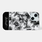 Abstraktes Schwarz/Weiß iPhone 15 Hülle (Rückseite (Horizontal))