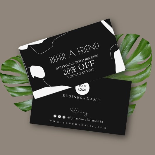 Abstraktes Schwarz-Weiß-Kartendesign Empfehlungskarte