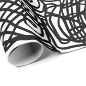 Abstraktes Schwarz-Weiß-Linienmuster Geschenkpapier (Rolleneckpunkt)