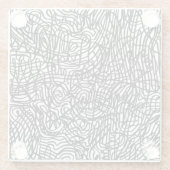 Abstraktes Schwarz-Weiß-Linienmuster Glasuntersetzer (Rückseite)