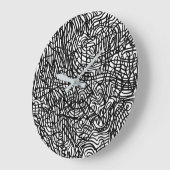 Abstraktes Schwarz-Weiß-Linienmuster Große Wanduhr (Winkel)