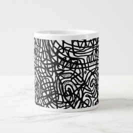 Abstraktes Schwarz-Weiß-Linienmuster Jumbo-Tasse