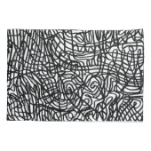 Abstraktes Schwarz-Weiß-Linienmuster Kissenbezug (Rückseite)