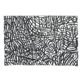 Abstraktes Schwarz-Weiß-Linienmuster Kissenbezug