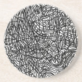 Abstraktes Schwarz-Weiß-Linienmuster Sandstein Getränkeuntersetzer (Vorne)