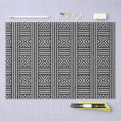 Abstraktes Schwarz-Weiß-Linienmuster Seidenpapier (Handwerk)