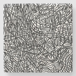 Abstraktes Schwarz-Weiß-Linienmuster Steinuntersetzer