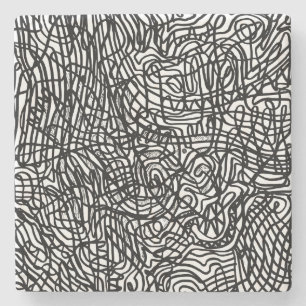 Abstraktes Schwarz-Weiß-Linienmuster Steinuntersetzer