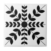 Abstraktes Schwarz-Weiß-Mandala-Blumenmuster Fliese (Vorderseite)