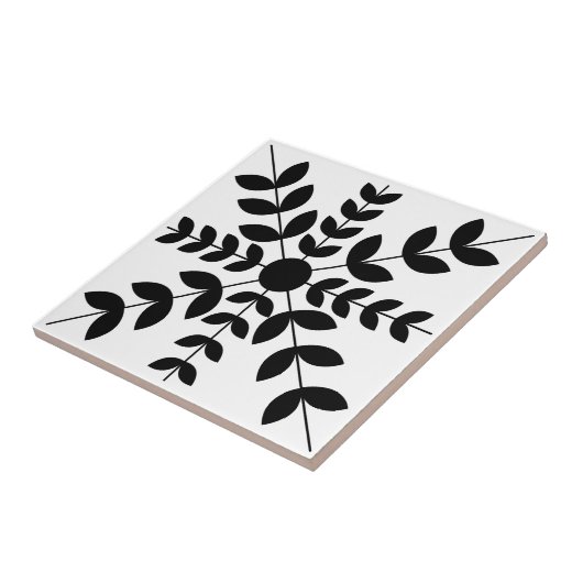 Abstraktes Schwarz-Weiß-Mandala-Blumenmuster Fliese (Seite)