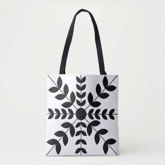 Abstraktes Schwarz-Weiß-Mandala-Blumenmuster Tasche (Vorderseite)