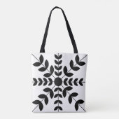 Abstraktes Schwarz-Weiß-Mandala-Blumenmuster Tasche (Rückseite)