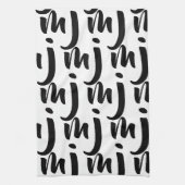 Abstraktes Schwarz-Weiß-Monogramm-Muster Geschirrtuch (Vertikal)