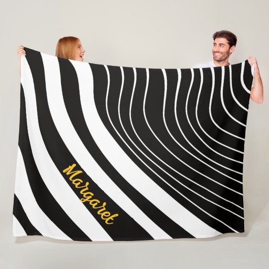 Abstraktes Schwarz-Weiß-Monogramm Name Fleecedecke (Beispiel)