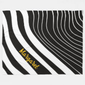 Abstraktes Schwarz-Weiß-Monogramm Name Fleecedecke (Vorderseite (Horizontal))
