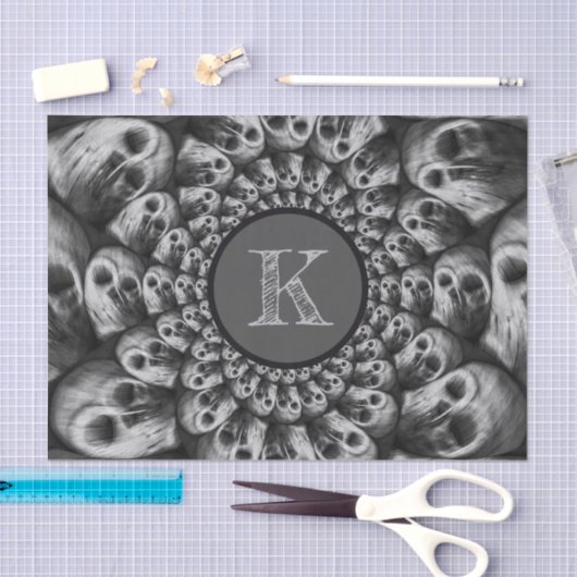 Abstraktes Schwarz-Weiß-Monogramm Seidenpapier (Handwerk)