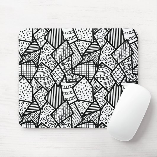 Abstraktes Schwarz-Weiß-Muster Art Mousepad (Mit Mouse)