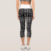 Abstraktes Schwarz-Weiß-Muster Capri Leggings (Rückseite)