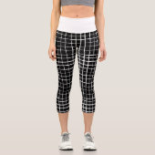 Abstraktes Schwarz-Weiß-Muster Capri Leggings (Vorderseite)