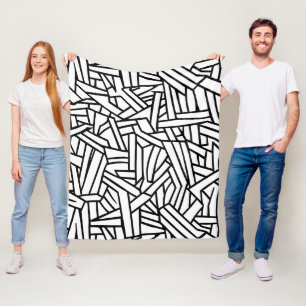 Abstraktes Schwarz-Weiß-Muster mit geometrischen L Fleecedecke