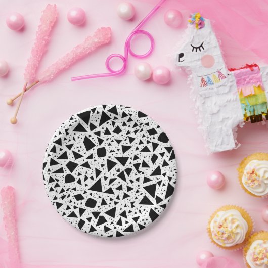 Abstraktes Schwarz-Weiß-Muster Pappteller (Party)