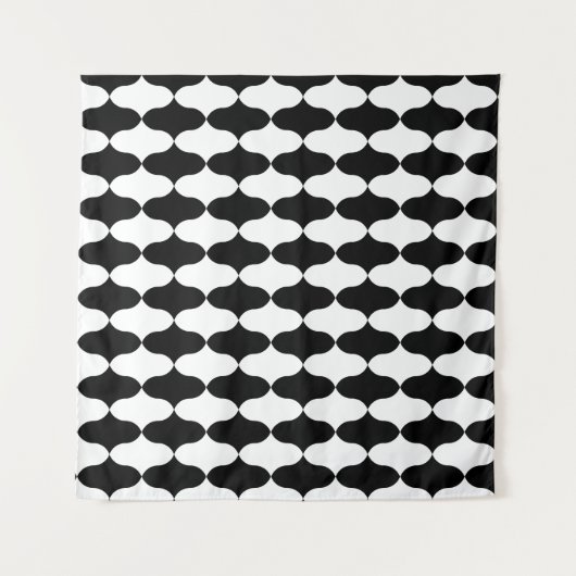 Abstraktes Schwarz-Weiß-Muster Wandteppich (Vorderseite (Horizontal))