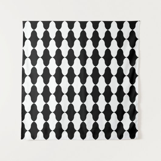Abstraktes Schwarz-Weiß-Muster Wandteppich (Vorderseite)