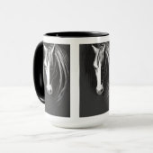 Abstraktes Schwarz-Weiß-Pferd Tasse (Vorderseite Links)