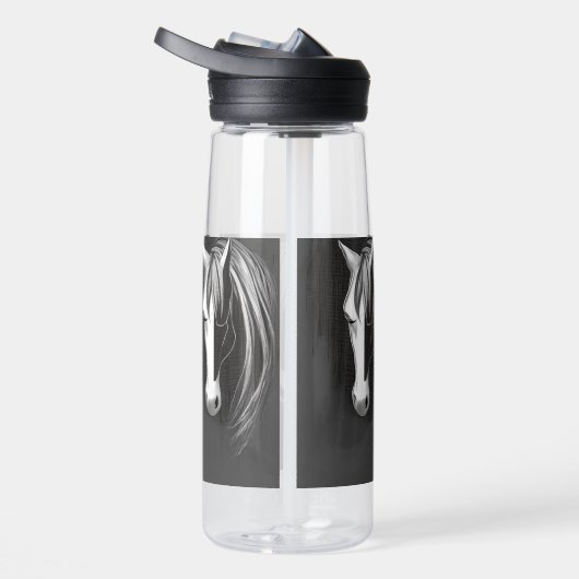 Abstraktes Schwarz-Weiß-Pferd Trinkflasche (Rechts)