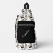 Abstraktes Schwarz-, Weiß- und Goldmuster Crossbody Bag (Vorderseite)