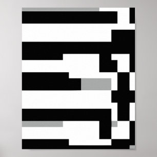 Abstraktes Schwarz-Weiß- und Graustreifen-Design Poster
