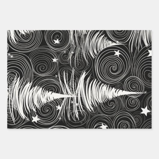 Abstraktes Schwarz-Weiß-Urlaubsmagnet Geschenkpapier Set (Vorderseite 2)