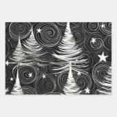 Abstraktes Schwarz-Weiß-Urlaubsmagnet Geschenkpapier Set (Vorderseite)