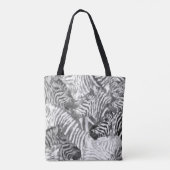 Abstraktes Schwarz-Weiß-Zebra-Kunstmonogramm Tasche (Rückseite)