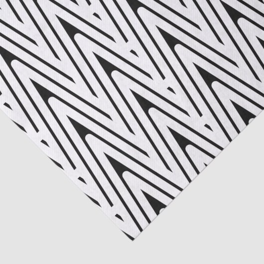 Abstraktes Schwarz-Weiß Zig Zag Seidenpapier (Detail)