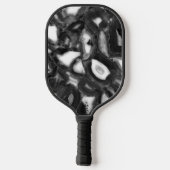 Abstraktes Schwarz-weißes Agating Geode Monogramm Pickleball Schläger (Rückseite)