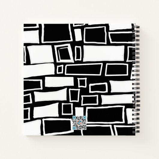 Abstraktes Schwarz-weißes Mosaikbuch Notizblock (Rückseite)