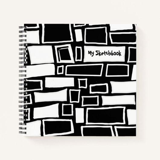 Abstraktes Schwarz-weißes Mosaikbuch Notizblock (Vorderseite)