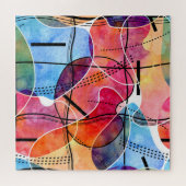 Abstraktes Schwarz-weißes Wasserfarbmuster Puzzle (Horizontal)