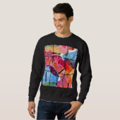 Abstraktes Schwarz-weißes Wasserfarbmuster Sweatshirt (Vorne ganz)