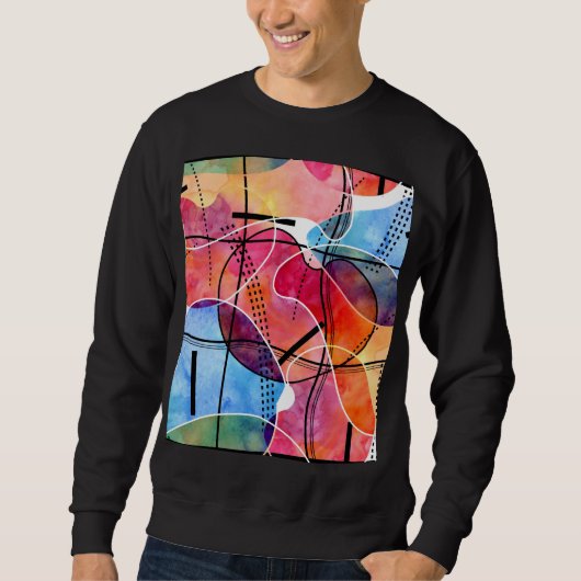 Abstraktes Schwarz-weißes Wasserfarbmuster Sweatshirt (Vorderseite)