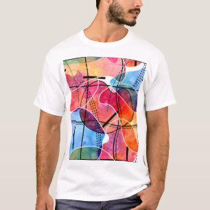 Abstraktes Schwarz-weißes Wasserfarbmuster T-Shirt