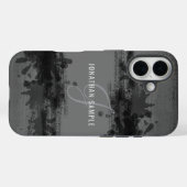 Abstraktes Schwarzes Aquarell-Monogramm Case-Mate iPhone Hülle (Rückseite (Horizontal))