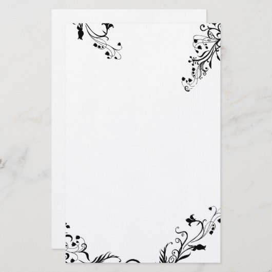 Abstraktes schwarzes Blumengeschirr Briefpapier (Vorne/Hinten)