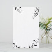 Abstraktes schwarzes Blumengeschirr Briefpapier (Stehend Vorderseite)
