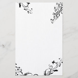 Abstraktes schwarzes Blumengeschirr Briefpapier